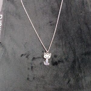 Silver Cat Pendant Necklace